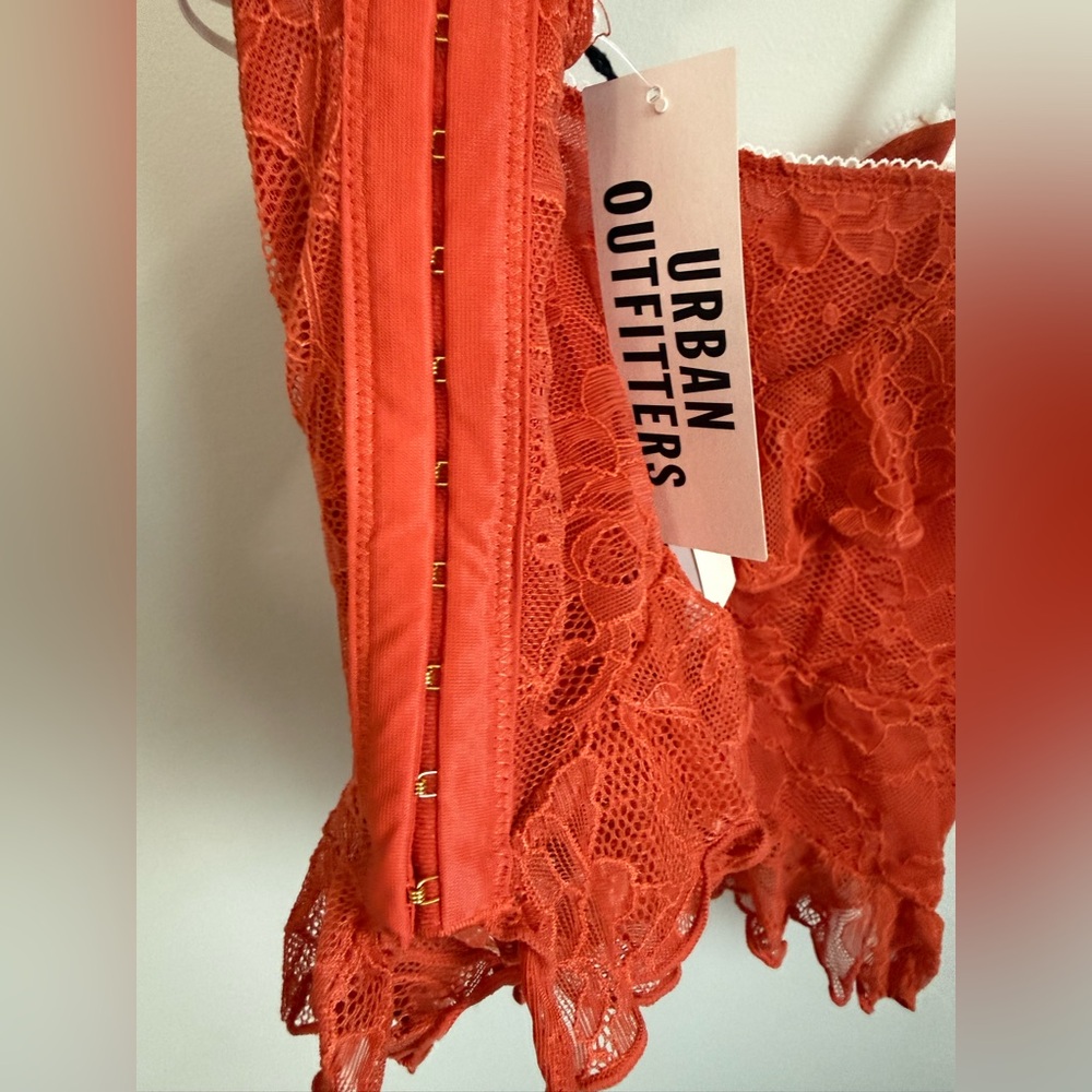 UO Out from Under x Wild Lovers Lace Cami corset top terracotta and White - Picture 5 of 5